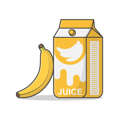 纸箱香蕉汁盒配香蕉插画正面香蕉健康