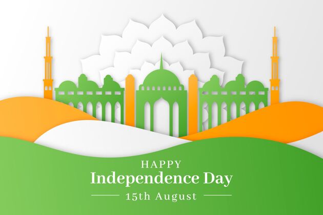 独立日纸质印度独立日插画印度国旗印度独立日泰姬陵