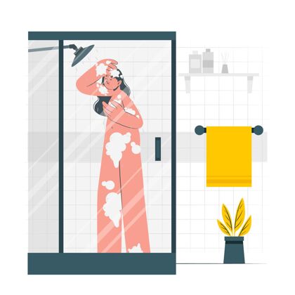 清洁淋浴概念图洗澡卫生自我