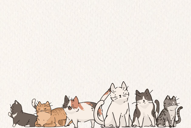 猫猫情人图案背景设计猫年轻绘画