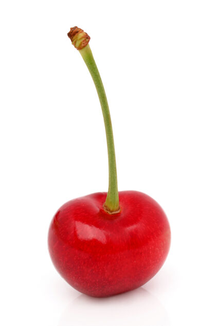 饮食新鲜健康的樱桃在白色的表面隔离美味膳食叶子