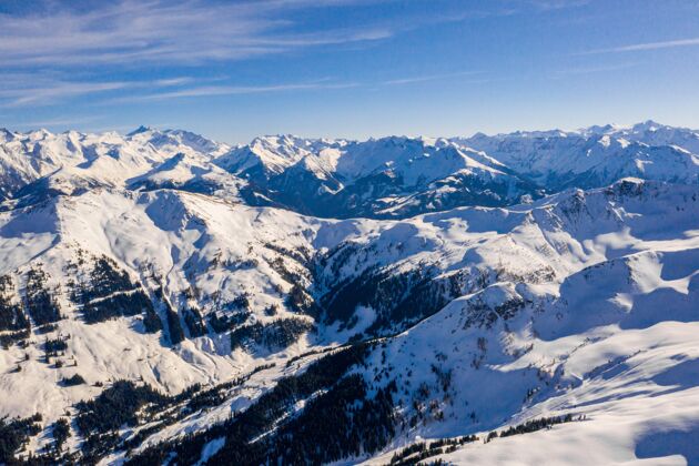 高山奥地利美丽的雪山风景景色山寒冷