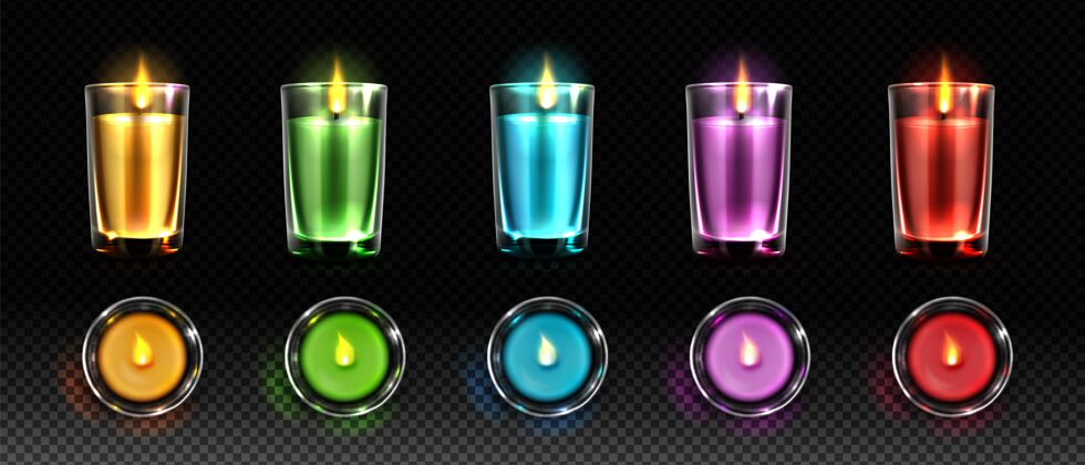 现实的设计彩色蜡烛现实插图集套包烛光