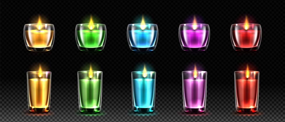 现实的设计彩色蜡烛现实插图集蜡烛套烛光