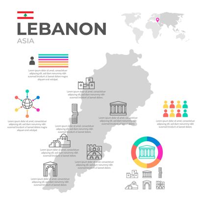 教育平面黎巴嫩地图插图边界制图轮廓
