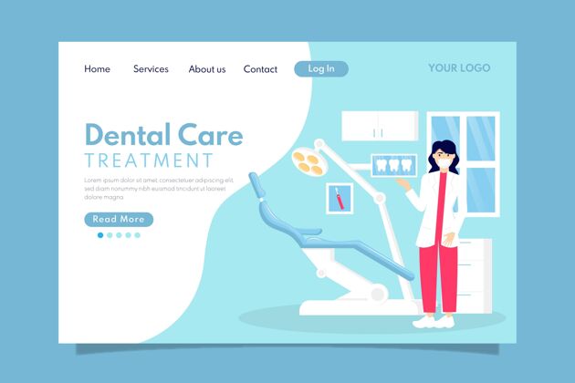 护理平面牙科保健登录页模板平面设计牙科卫生健康