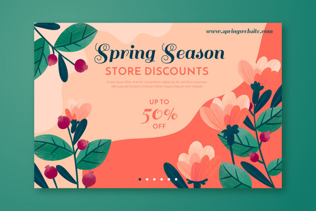 季节手绘春季销售横幅花卉优惠促销
