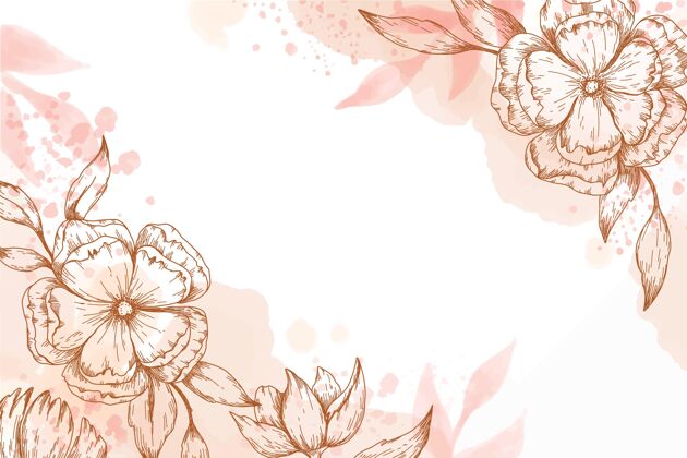 开花手绘壁纸与手绘花卉元素花卉背景花卉背景