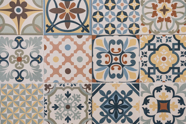 地板彩色摩洛哥瓷砖作为背景纹理文本背景