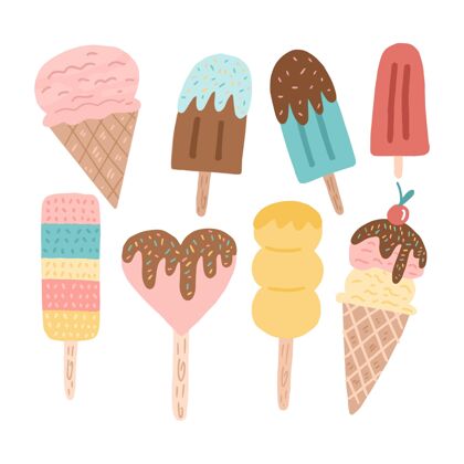 手绘手绘冰淇淋系列小吃冷冻食品美味