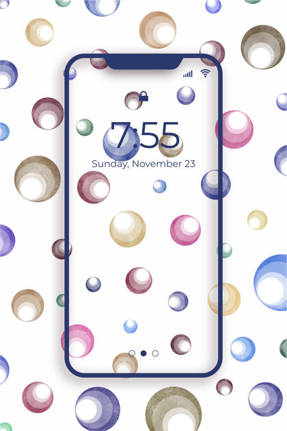 泡泡带有水彩气泡的装饰性手机壁纸水彩界面设备