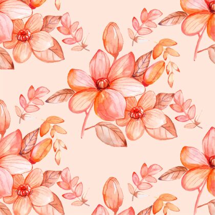 装饰手绘水彩桃色花卉图案图案手绘图案桃色