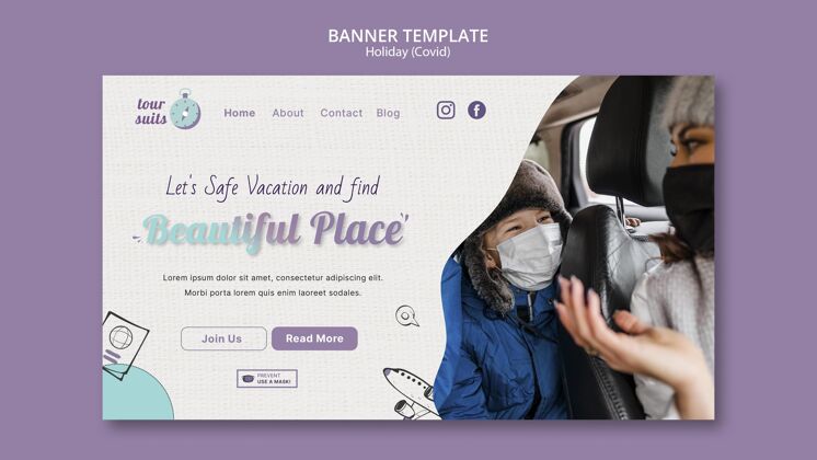 病毒旅游和安全登录页模板预防旅行健康