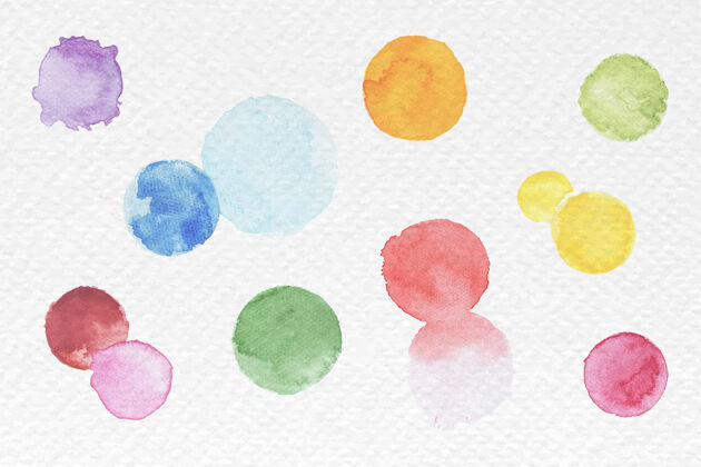 背景彩色抽象水彩斑点球笔划平面
