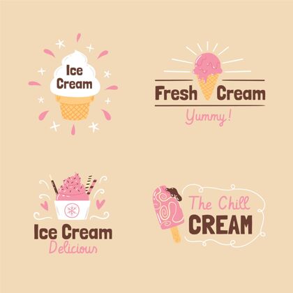 甜点手绘冰淇淋标签套装奶油季节夏季