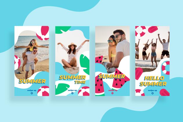 社交媒体平淡夏日instagram故事集附照片平面设计夏季Instagram夏季模板