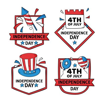 美国手绘七月四日独立日徽章系列7月4日徽章收立日