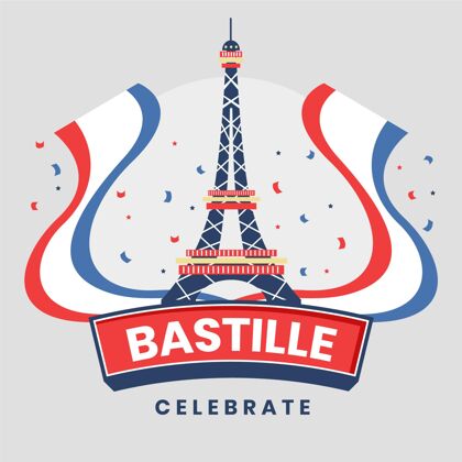 法国平底巴士底狱日插图法国国庆节爱国主义巴士底狱日