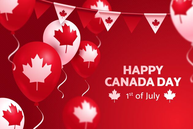 活动平坦的加拿大日气球背景节日加拿大7月1日