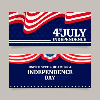 平面设计七月四日-独立日横幅布景美国横幅独立日