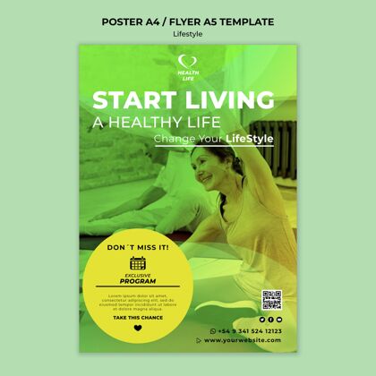 海报改变你的生活方式打印模板瑜伽改变健康