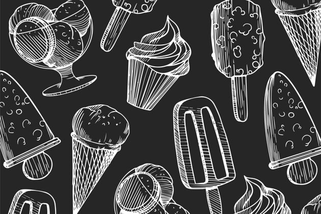 黑板雕刻冰淇淋黑板背景冰淇淋夏天味道