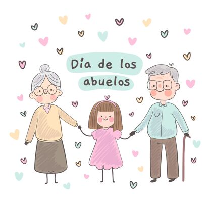 祖母手绘diadelosabuelos插图节日祖父母家庭