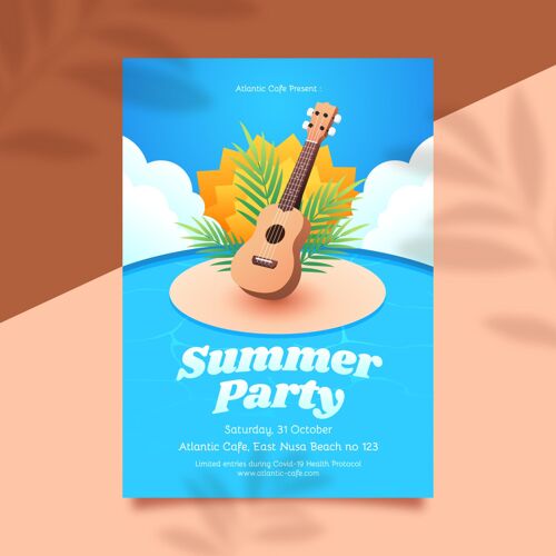 夏天聚会海报平面夏日派对垂直海报模板夏天模板夏天传单夏天海报