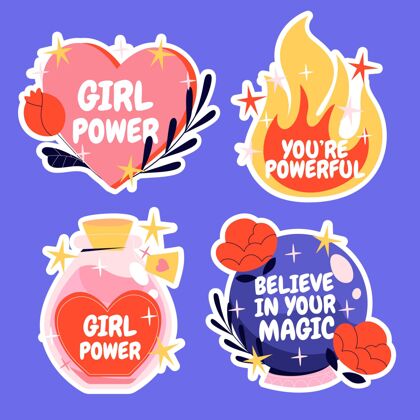 团结创意女孩能量贴纸套装女孩权力赋权平等