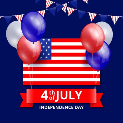美国真实的七月四日-独立日气球背景背景美国气球