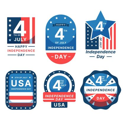 平面设计七月四日公寓-独立日徽章收藏徽章收藏美国标签