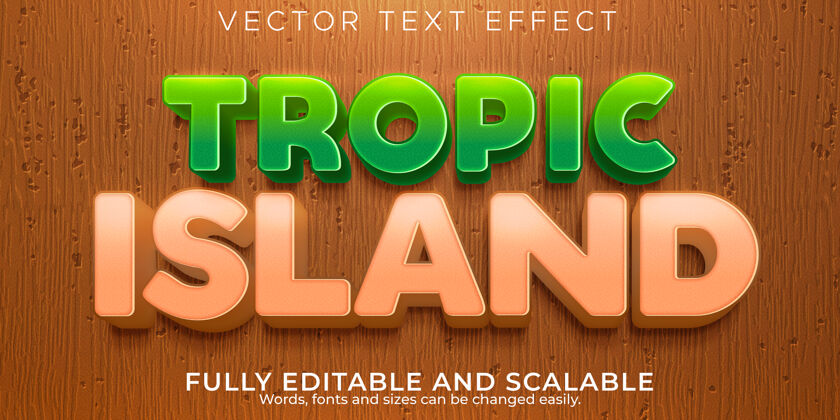 岛屿热带文字效果可编辑夏季和岛屿文字风格文字旅游水