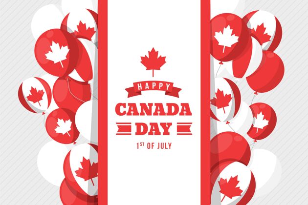 节日平坦的加拿大日气球背景爱国加拿大日加拿大