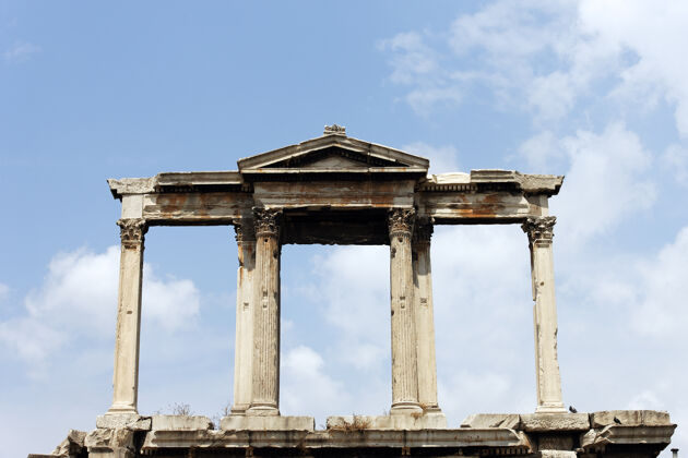 废墟希腊神庙成了废墟圆柱石头建筑