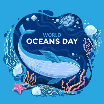 生态系统有机平面世界海洋日插画国际生态手绘