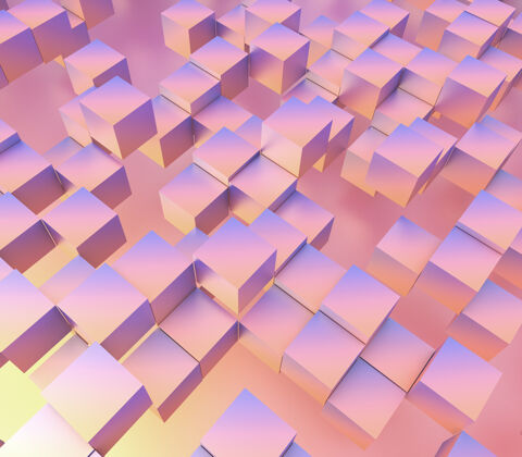 迷幻一个抽象的浮动立方体三维渲染六边形条块