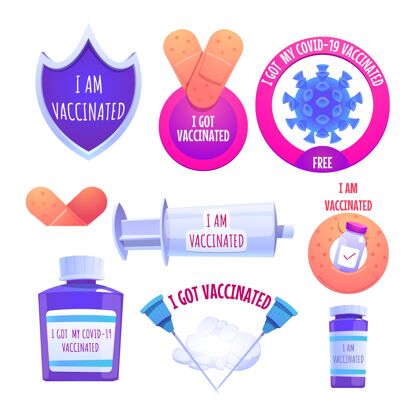 分类卡通疫苗接种运动徽章收集流行注射收集