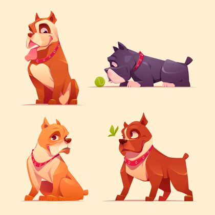 动物卡通可爱斗牛犬系列狗哺乳动物包