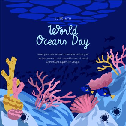 海洋手绘世界海洋日插图全球地球国际