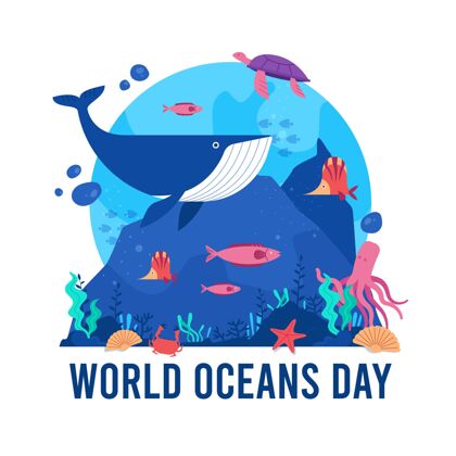 海洋日平面世界海洋日插图地球环境世界海洋日