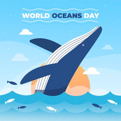 全球平面世界海洋日插图平面设计海洋日海洋