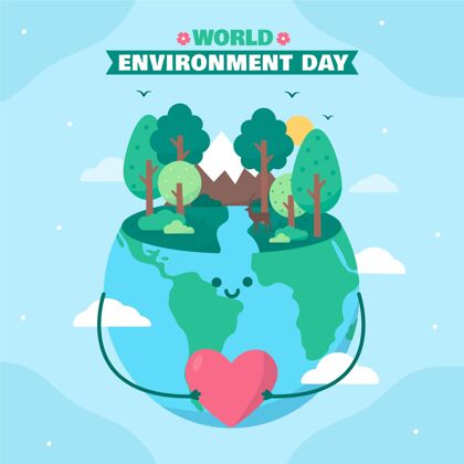 国际平面世界环境日插画庆典全球环境