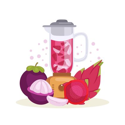 食品手绘果汁在搅拌机玻璃插图健康饮料烹饪零食