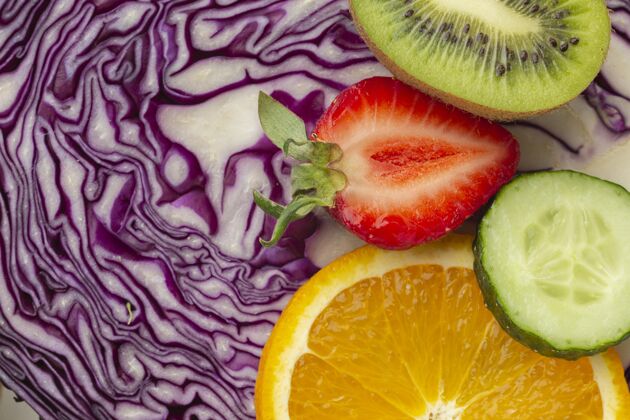 分类蔬菜和水果组合俯视图食物美味排列