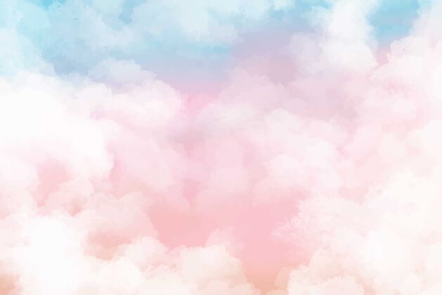 水彩手绘水彩粉彩天空云背景墨水亚克力纹理