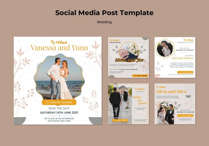 Instagram帖子优雅的婚礼社交媒体帖子婚礼美丽优雅