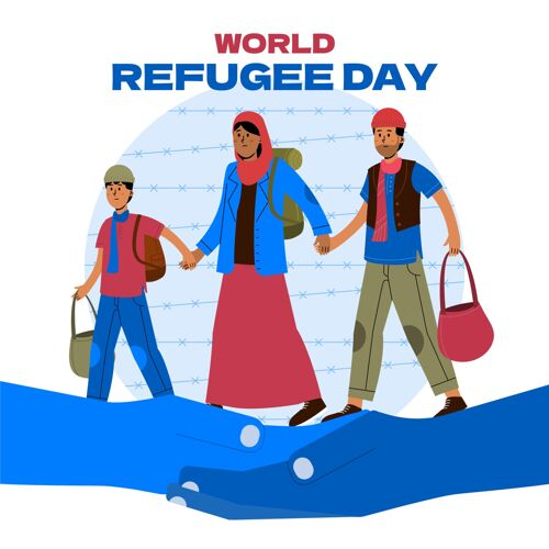 国际有机平面世界难民日插画难民日有机全球