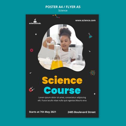 传单科学课程海报模板孩子学习实验室
