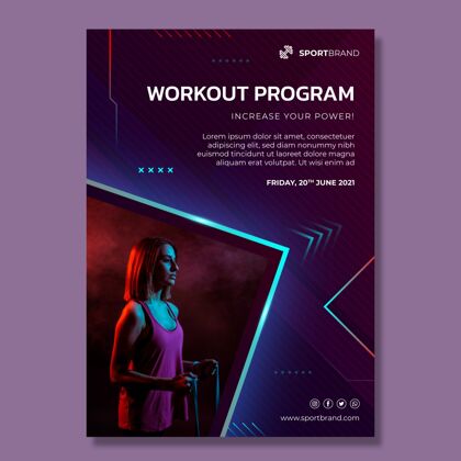 科技运动和科技海报模板锻炼健康运动员
