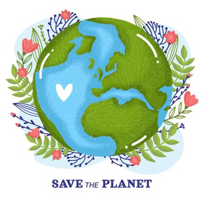 动物手绘世界环境日拯救地球插图自然生态保护